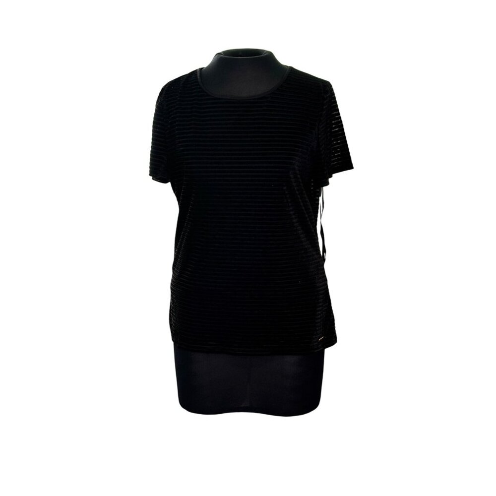 Calvin Klein Black Striped Short Sleeve Top L